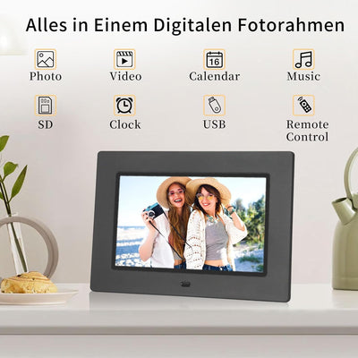 TSITSC 7 Zoll Digitaler Bilderrahmen, 1024 * 600 IPS-Bildschirm Elektronischer Bilderrahmen Kalender