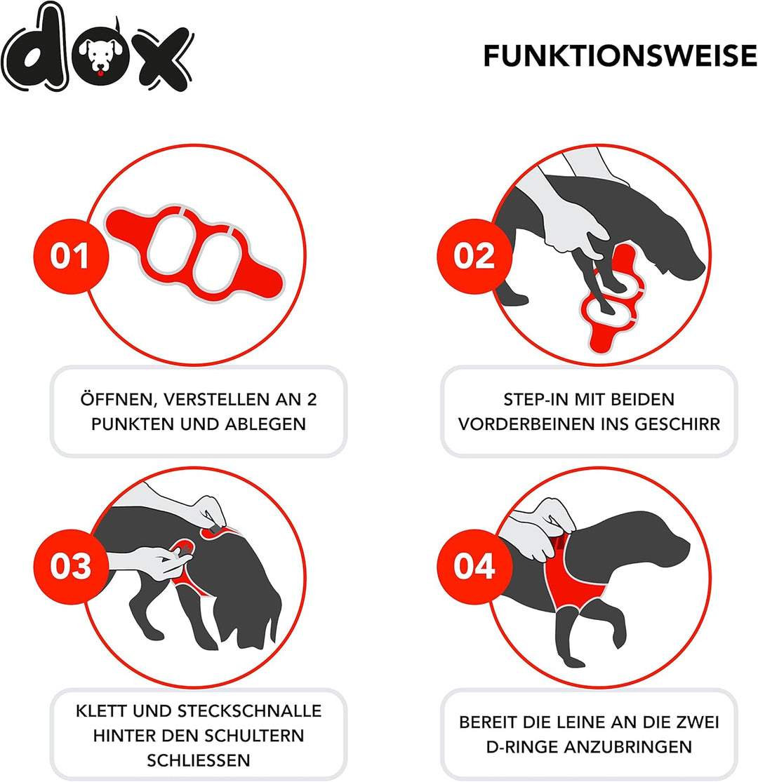 DDOXX Reflektierendes Airmesh Step-In Hundegeschirr - Verstellbare Brust Welpengeschirr für alle Grö