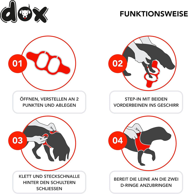 DDOXX Reflektierendes Airmesh Step-In Hundegeschirr - Verstellbare Brust Welpengeschirr für alle Grö