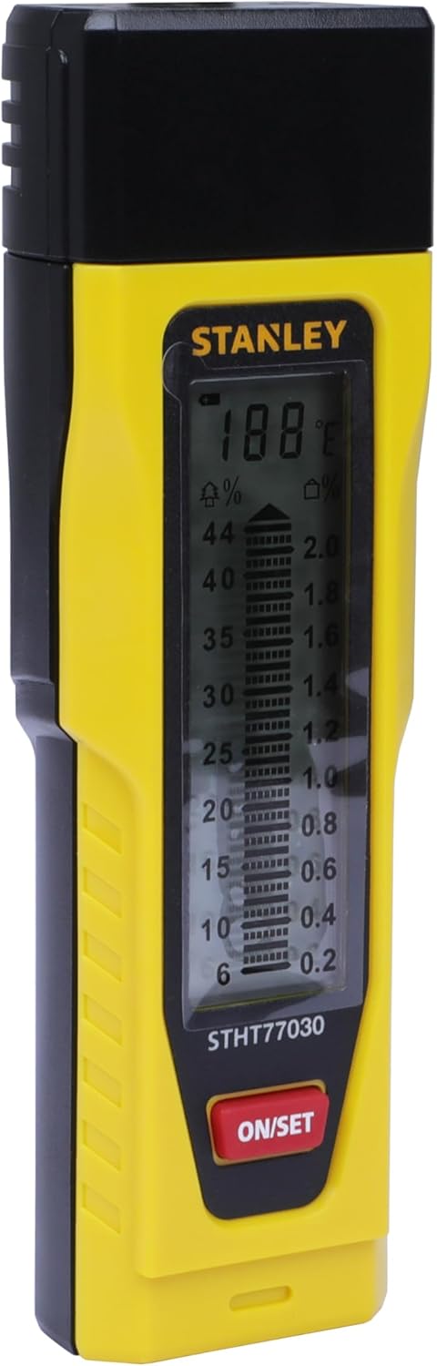 Stanley Feuchtigkeitsmesser (display mit Balkengrafik und zwei Messskalen, schlagfestes Gehäuse)