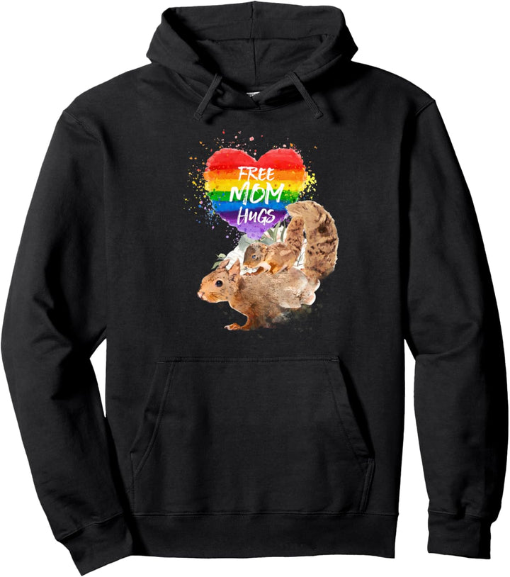 LGBT Stolz Mama Eichhörnchen Regenbogen Kostenlose Mutter Pullover Hoodie