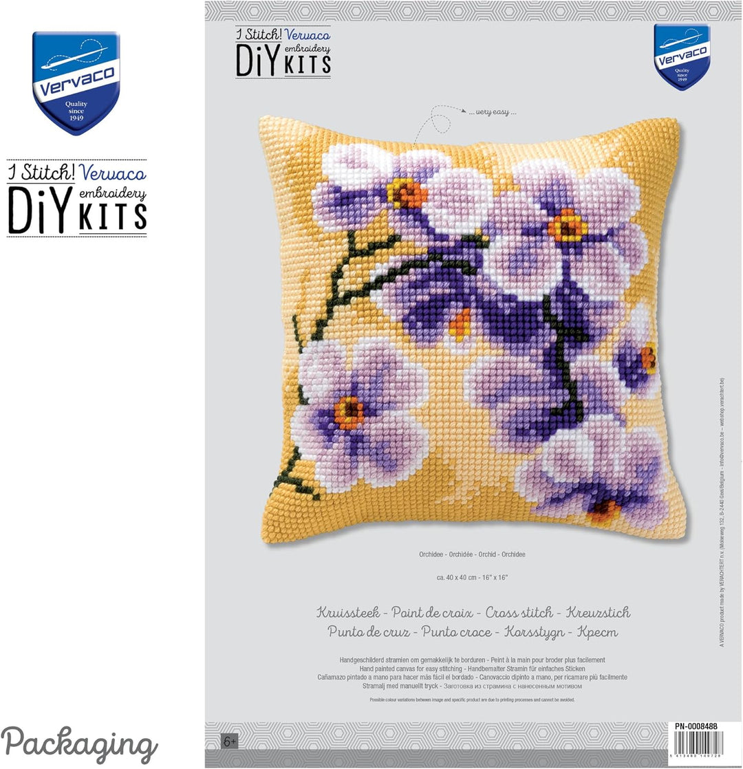 Vervaco Kreuzstichkissen/Stickkissen inklusive Material, Violett
