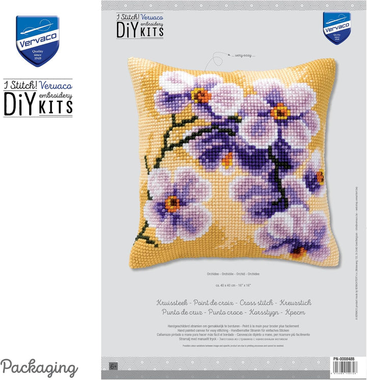 Vervaco Kreuzstichkissen/Stickkissen inklusive Material, Violett