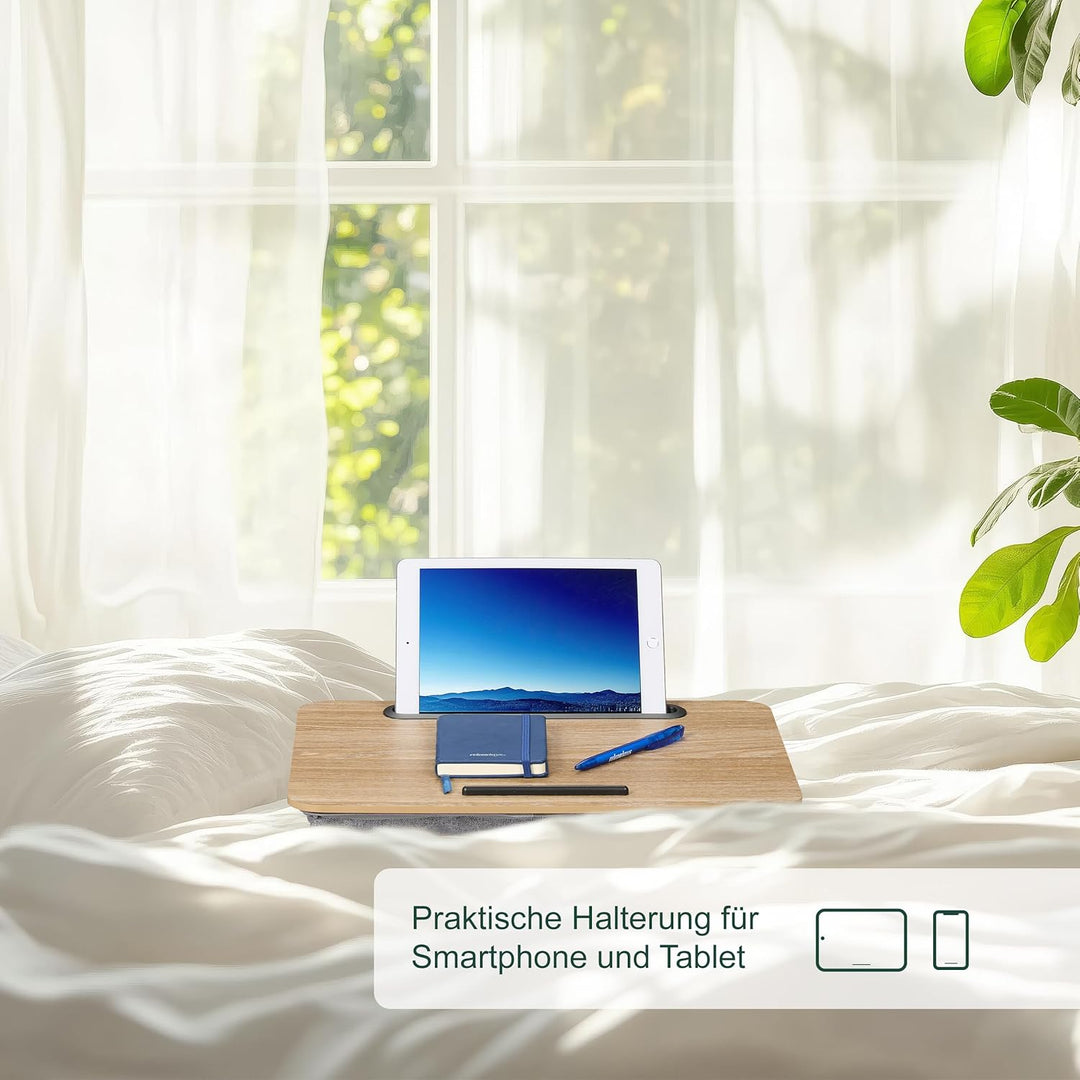 Relaxdays Laptopkissen mit Handyhalter, BxT: 42 x 32 cm, Laptopunterlage für Bett & Sofa, Laptop Kni