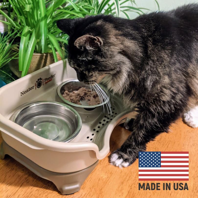 Neater Feeder Express – Erhöhte Katzennäpfe – Erhöhter Katzenfutterspender aus Edelstahl (Katze, Cap