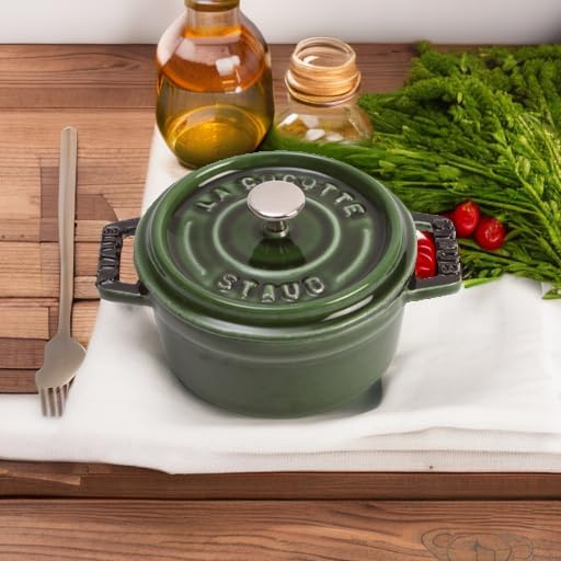 Staub 40509-804-0 Mini Cocotte, rund mit Deckel 10 cm, 0,25 L, induktionsgeeignet, mit mattschwarzer