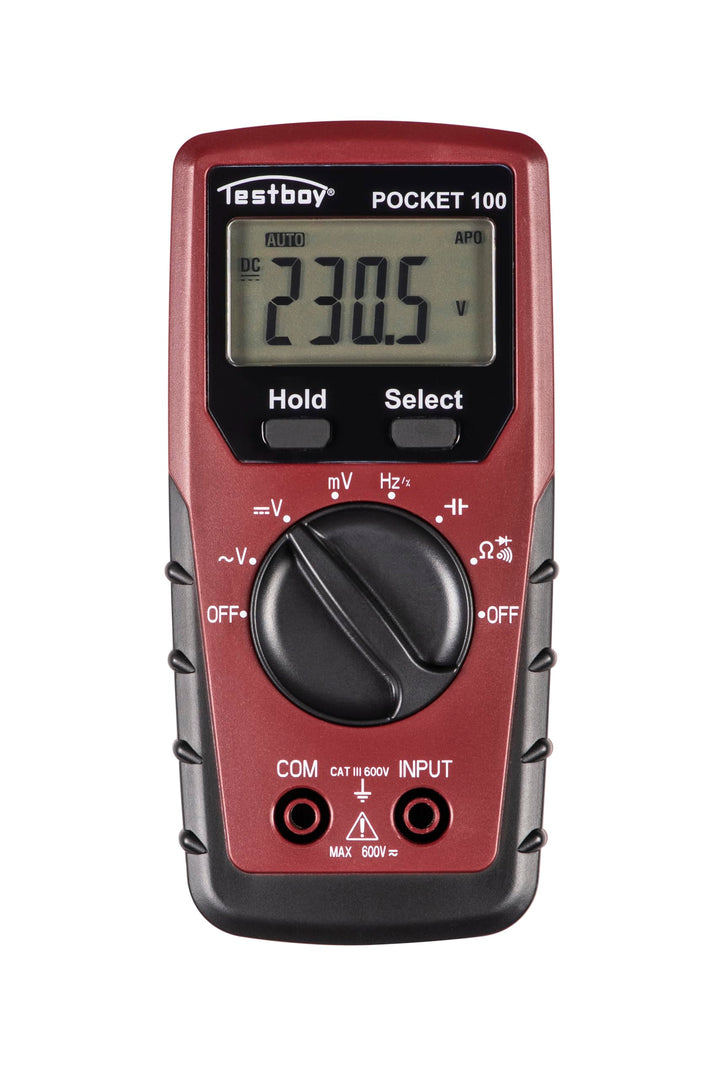 Testboy Pocket 100 Digital-Multimeter (Klein und handlich, Spannungsmessung bis 600 V AC/DC, LC-Disp