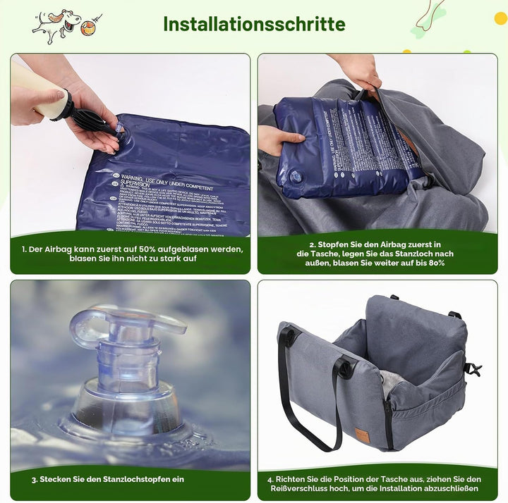 Hundesitz Auto, Abnehmbarer Airbag Design Schwarz Waschbar Hunde Autositz Gepolsterter, Vordersitz R