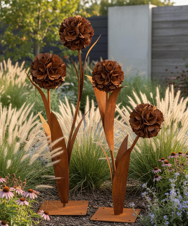 Terma Rost 3D Pusteblume XXL 120cm Höhe Pusteblume Gartendeko rost Gartenfigur gross Metallfigur Gar