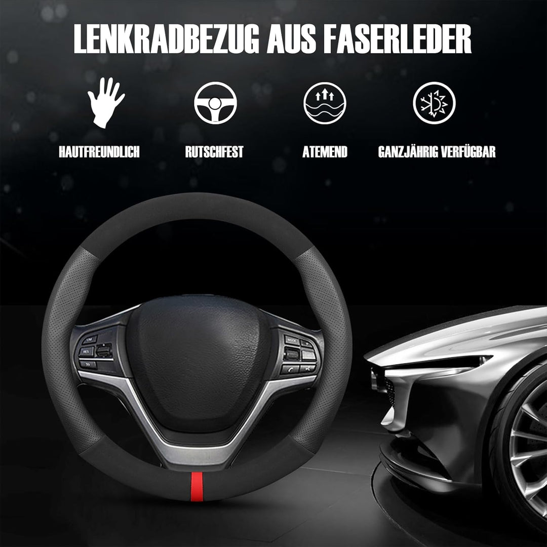 Ergocar Auto Lenkradbezug Rutschfester Auto Sport Lenkradschutz Mikrofaser Leder & PU Leder für Durc