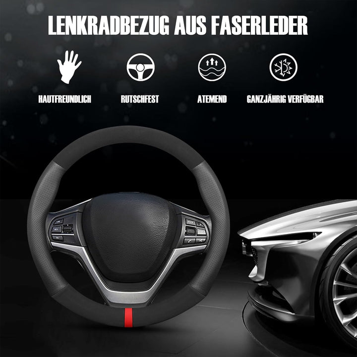Ergocar Auto Lenkradbezug Rutschfester Auto Sport Lenkradschutz Mikrofaser Leder & PU Leder für Durc