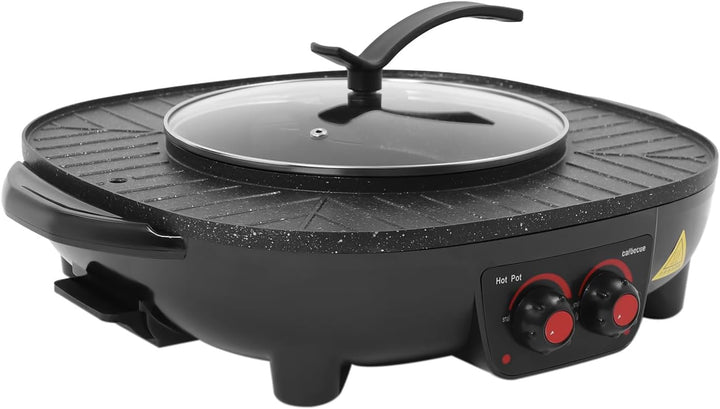 2000W Hot Pot Elektrischer, 2 in 1 Hotpot und Tischgrill für 5-6 Personen Electric Hot Pot Indoor Ko