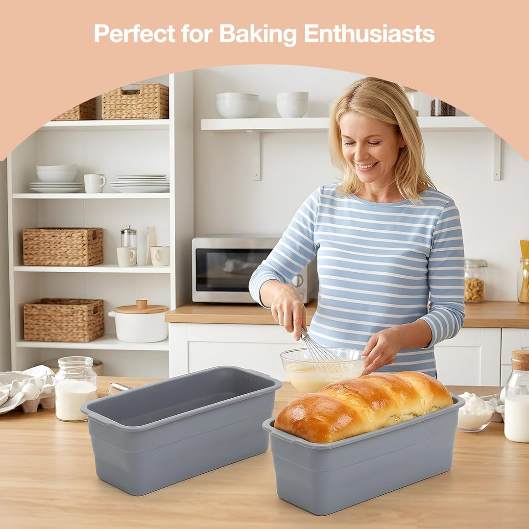Romon Brotbackform Silikon mit Deckel, Faltbare Kastenform Kuchen 32×14.5×11.5cm, Hitzebeständig, Sp