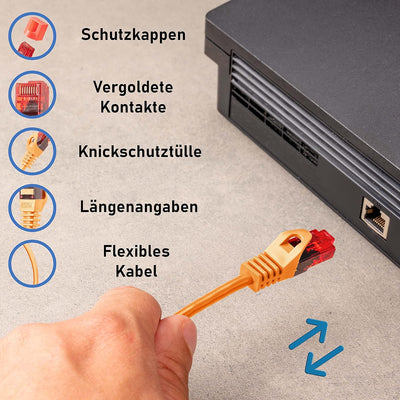 BIGtec - 5 Stück - 30m Gigabit Netzwerkkabel Patchkabel Ethernet LAN DSL Patch Kabel orange (2x RJ-4