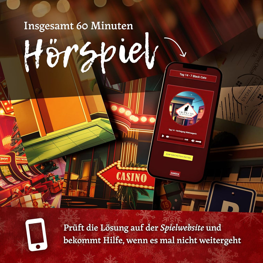 Rätsel Adventskalender 2025 "Der Vegas Fall" I Krimi Escape Adventskalender für Erwachsene I 24 span