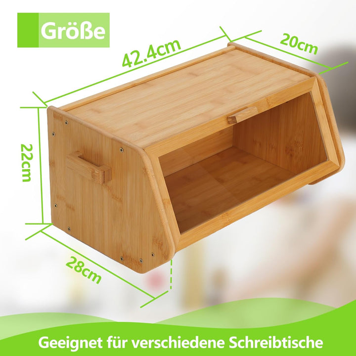 AMBIRD Bambus Brotkasten - Aufbewahrendes Brot für Küchentheke - Grosser holzer Speichercontainer fü