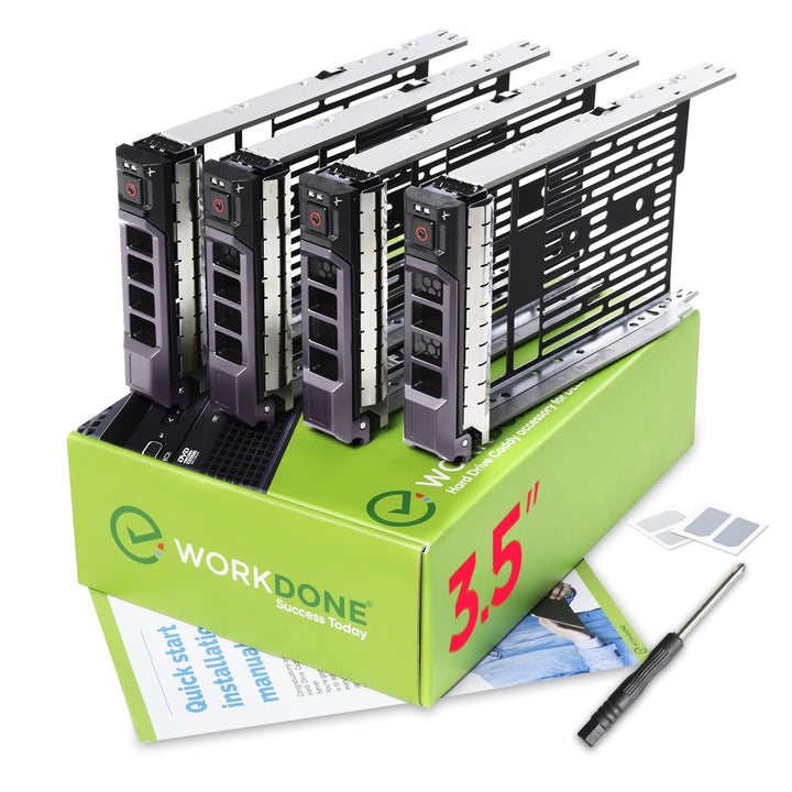 WORKDONE 4er-Pack - 3,5-Zoll Festplatten-Caddy - kompatibel für Dell PowerEdge Server - Handbuch - A