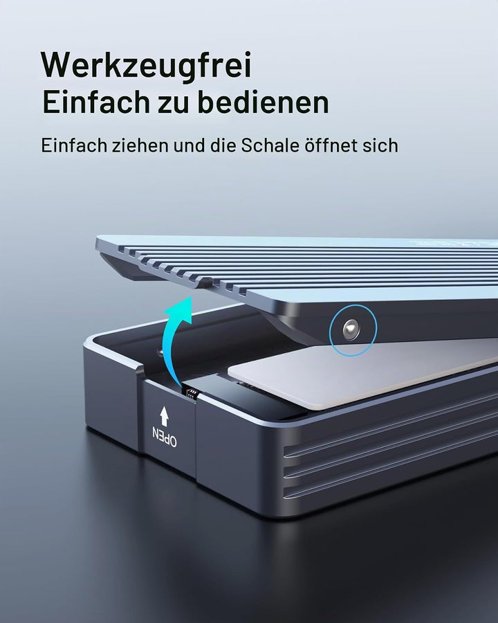 Inateck 40Gbps M.2 NVMe SSD-Gehäuse, Aluminium Festplattengehäuse, USB4.0/Thunderbolt 4, werkzeuglos