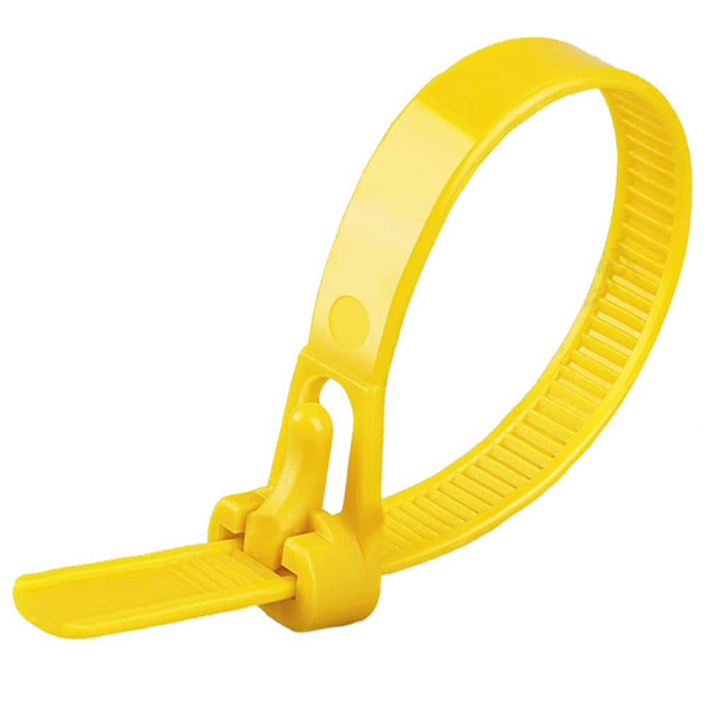 Kabelbinder wiederverschliessbar Gelb 500 mm × 7,6 mm 100 Stück UV-Beständig Stark Gross Nylon Kunst