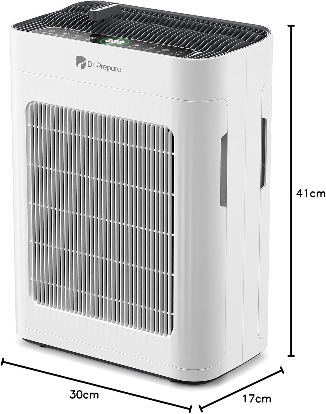 DR.PREPARE Luftreiniger Allergiker, Haustiermodus, Waschbarer Vorfilter, PM2.5 LED-Anzeige, Bis zu 2