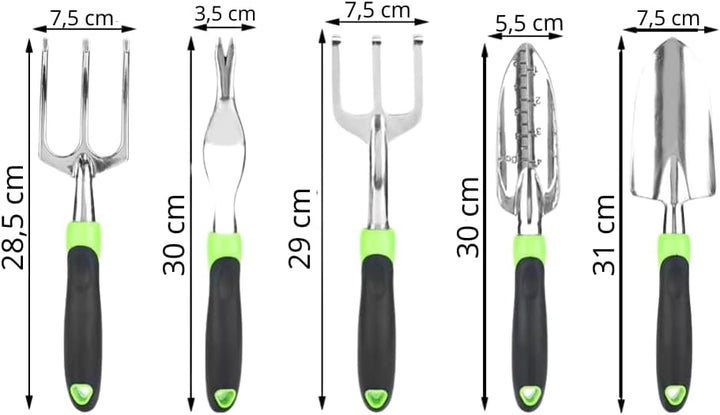 ZOLTA Gartengeräte Set 5-teilig Gartenwerkzeug Set Schaufel Harke Handrechen Unkrautstecher ergonomi