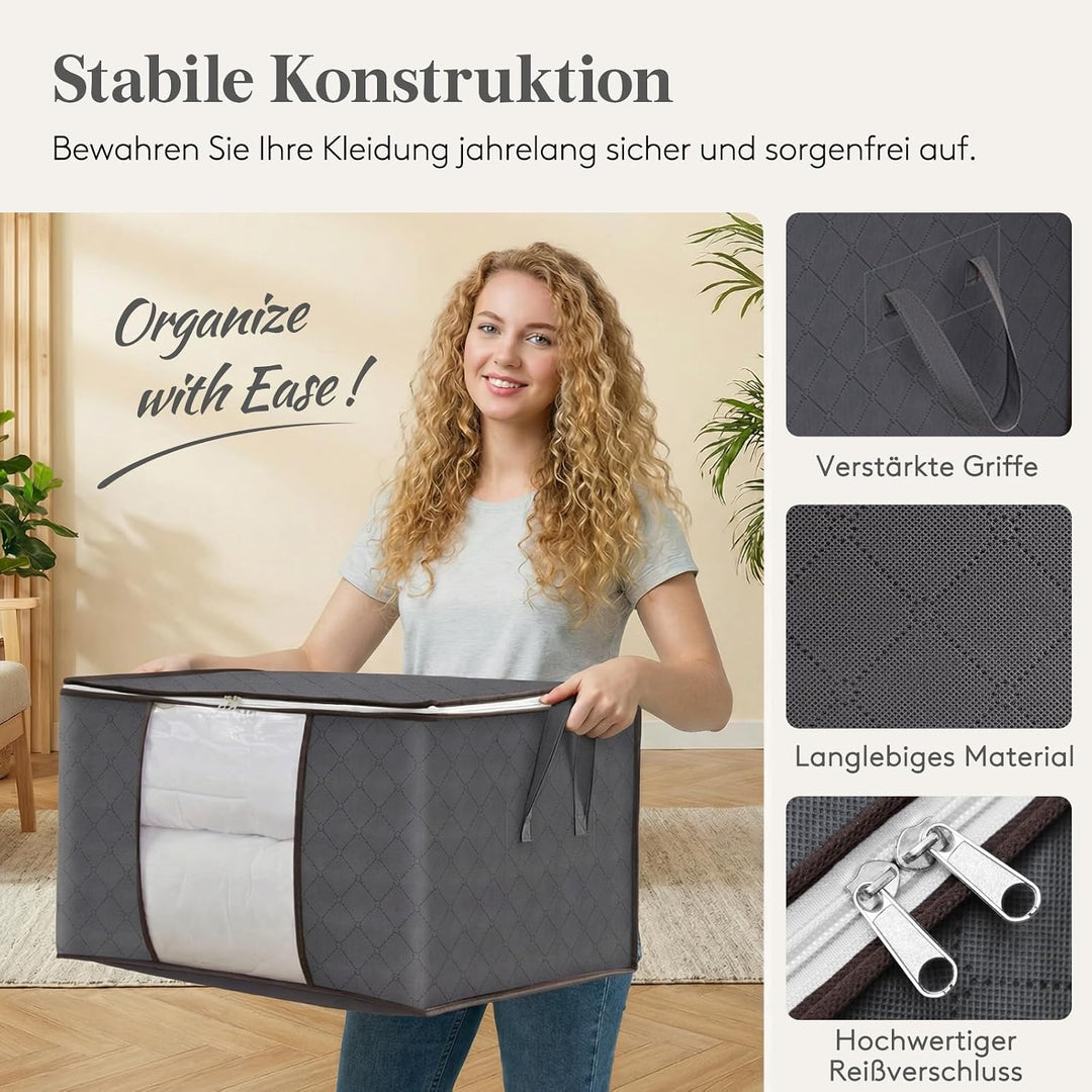 Lifewit 4 Stück 90L Aufbewahrungstasche, Aufbewahrungsbox mit Deckel, Gross Kleideraufbewahrung Umzu