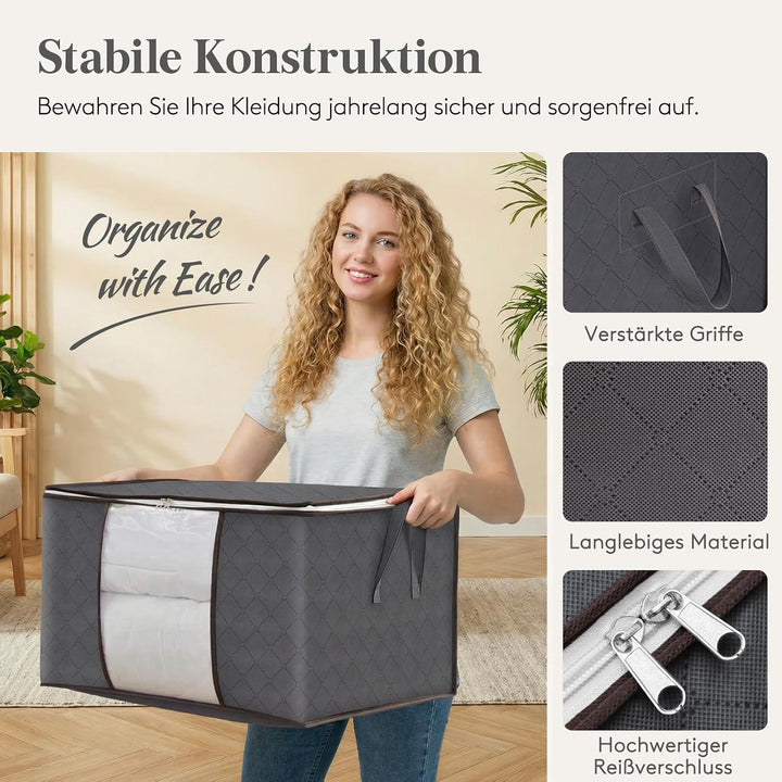 Lifewit 4 Stück 90L Aufbewahrungstasche, Aufbewahrungsbox mit Deckel, Gross Kleideraufbewahrung Umzu