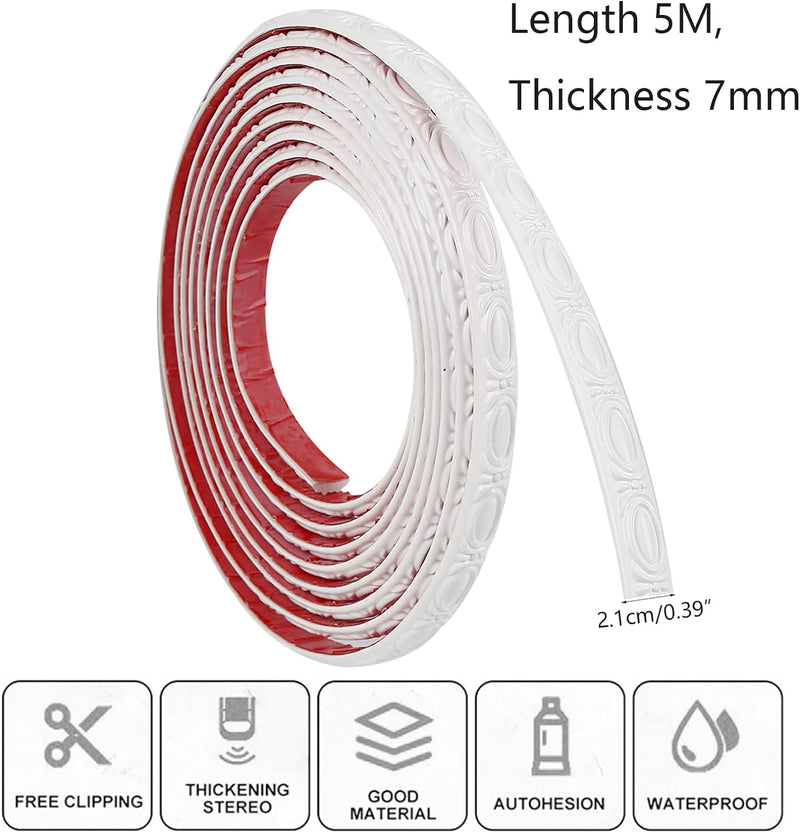 5 Meter Selbstklebende Zierleisten, 3D-Türleisten dekorative Wandleisten, selbstklebend Dekor für Sp