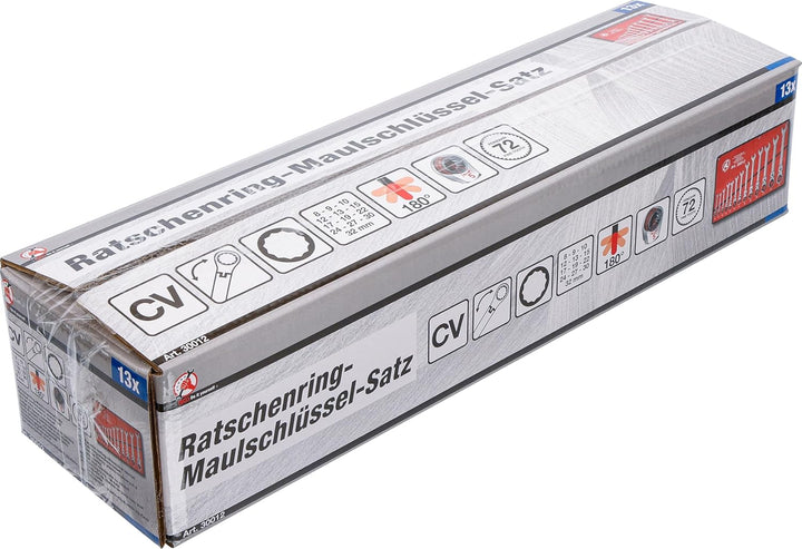 BGS Diy 30012 | Ratschenring-Maulschlüssel-Satz | flexible Köpfe | SW 8 - 32 mm | 13-tlg. 13-tlg. |
