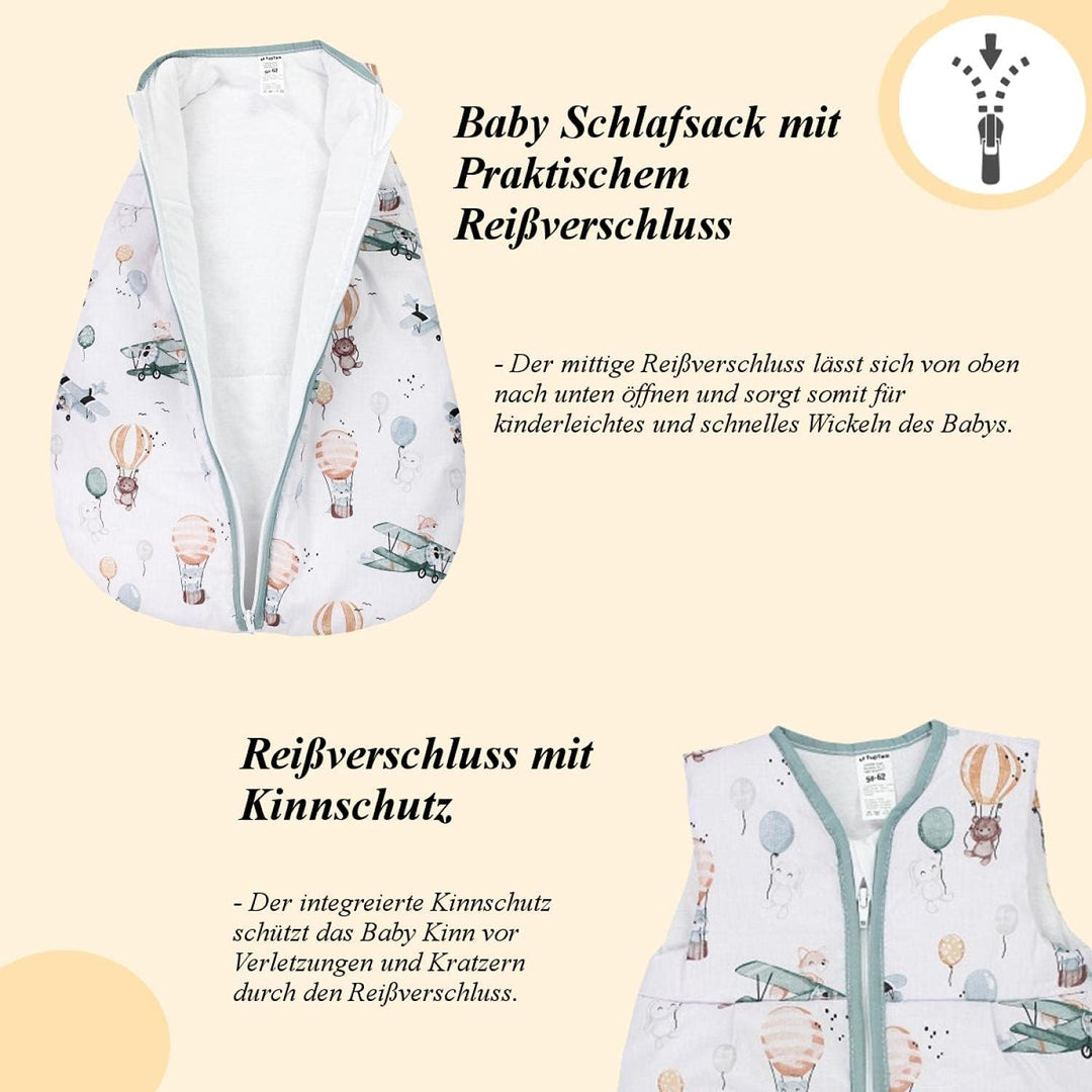 TupTam Ganzjahresschlafsack OEKO- TEX zertifizierte Materialien 2.5 TOG ärmellos Baby Schlafsack wat