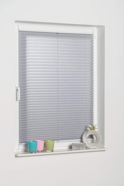 K-home 688899-6 Klemmfix-Plissee 90 x 130 cm (B x L) Grau Lichtschutz +++ Moderne Crushed Optik +++