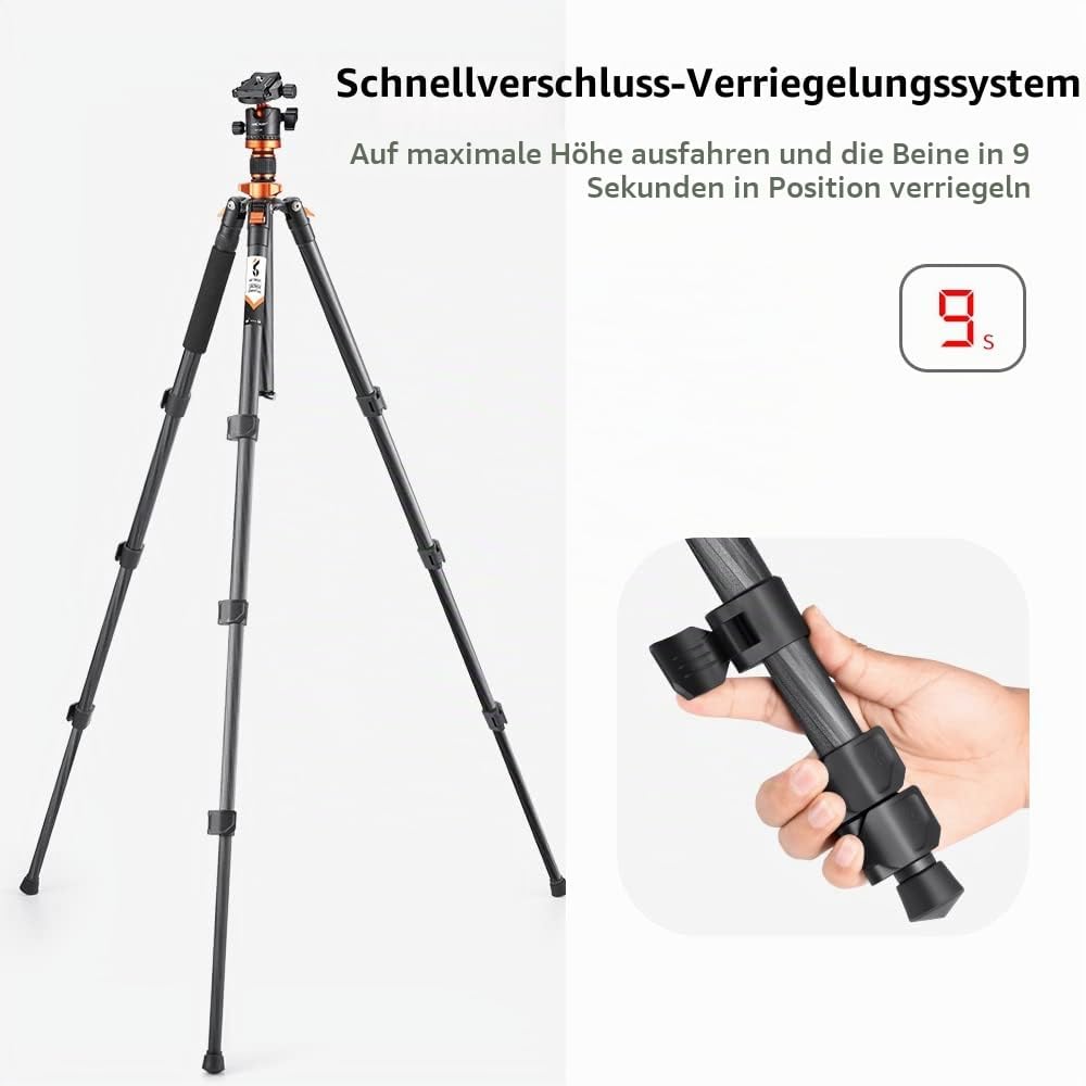 K&amp;F Concept Carbon Stativ Kamera Stativ, kompaktes D254C1(SA254C4) Reisestativ Stativ Kamera, Tripod