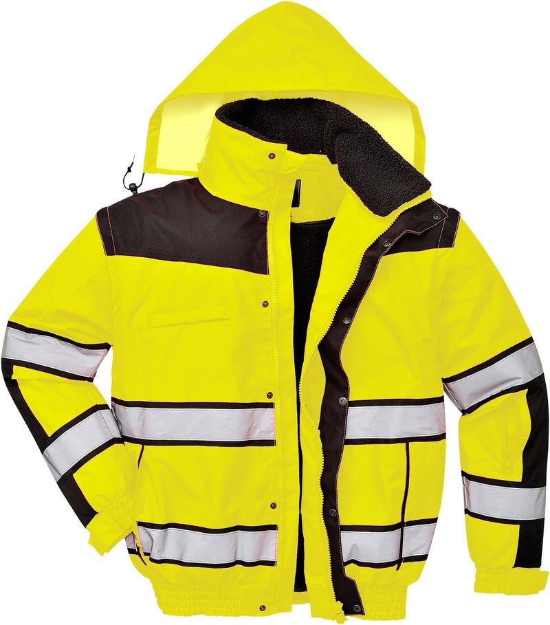 Portwest Klassische Warnschutz-Pilotjacke, Grösse: M, Farbe: Gelb/Schwarz, C466YBRM M gelb / schwarz