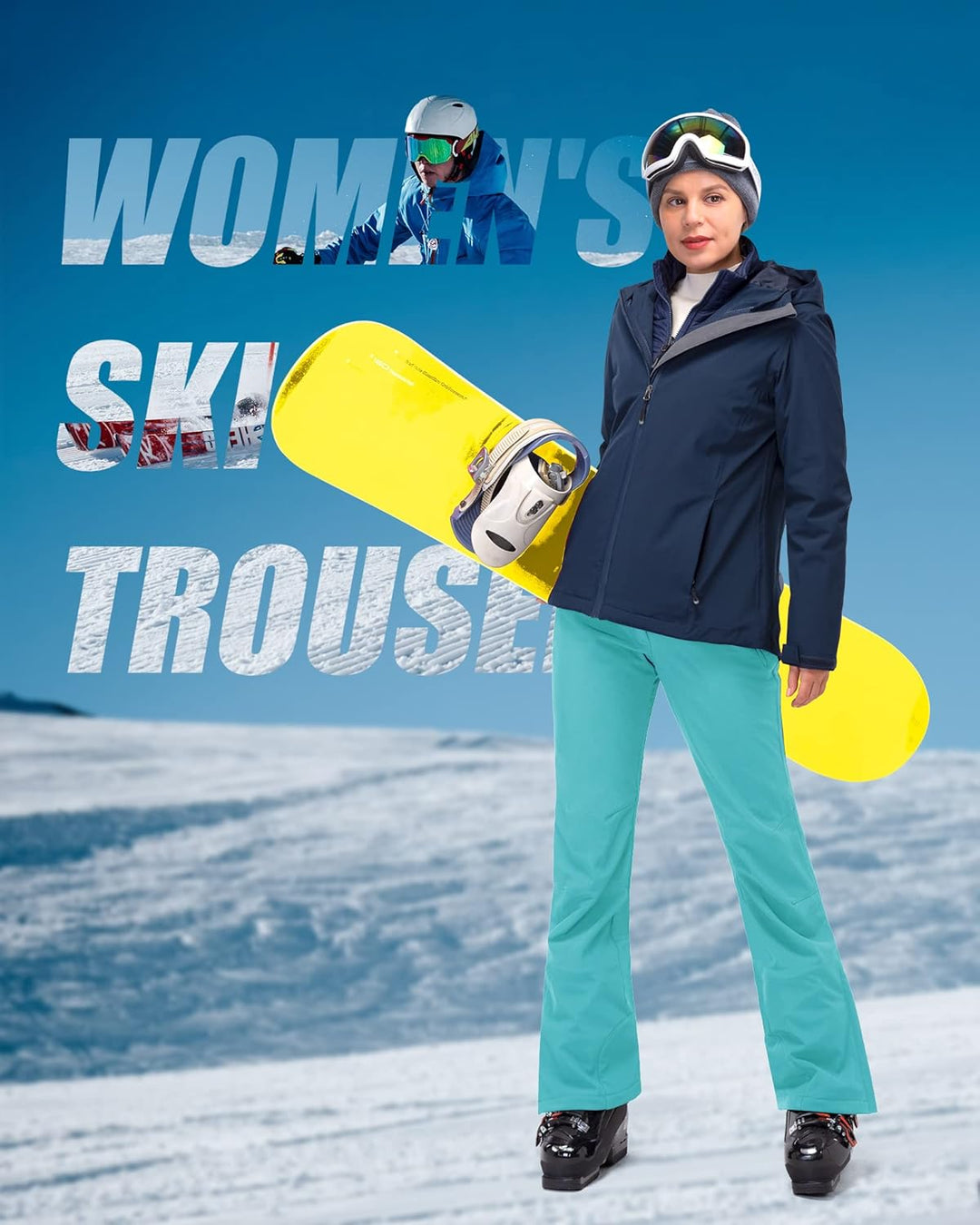33,000ft Damen Skihose Outdoorhose Wasserdicht Winddichte Softshellhose Warme Gefütterte Trekkinghos