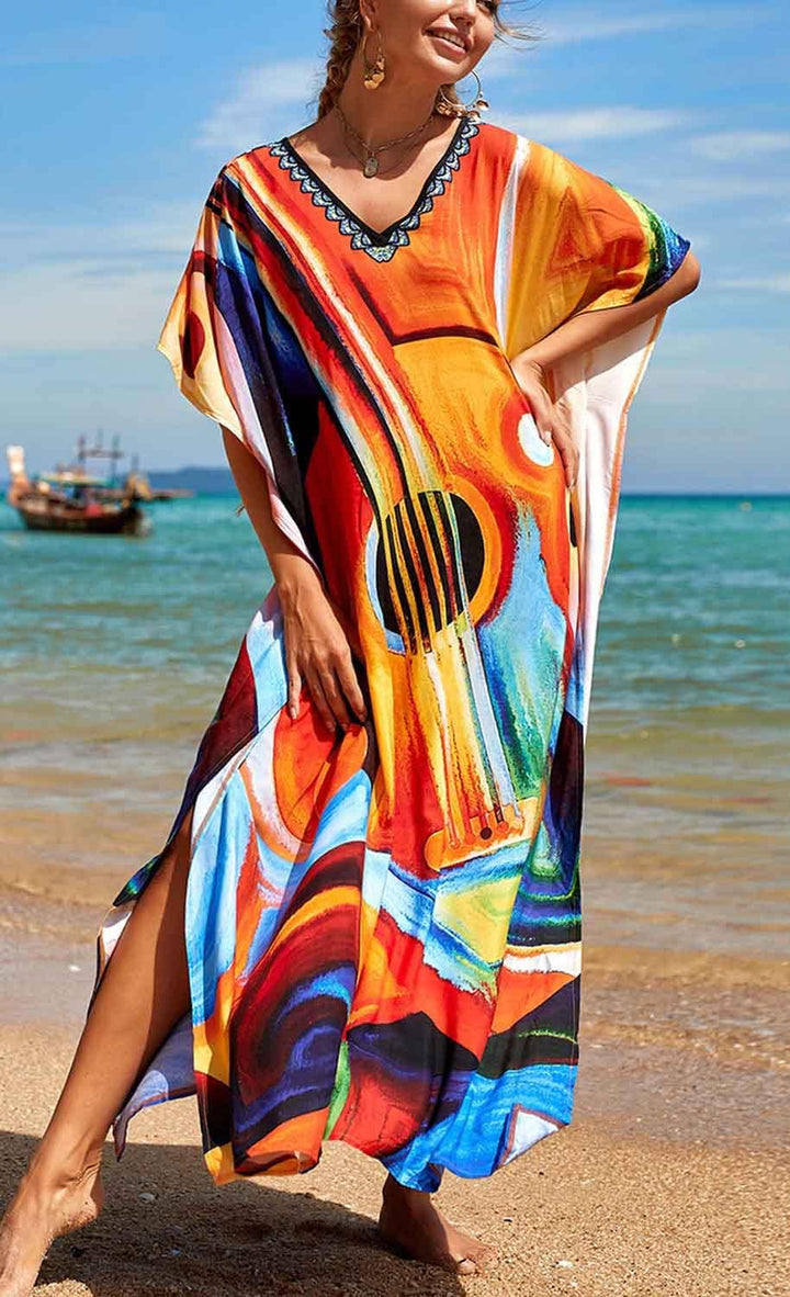 AMEOOR Damen Sommerkleid Strandkleid Kaftan Kleid Lange Bikini Cover Up Sommer Badeanzug Boho Strand