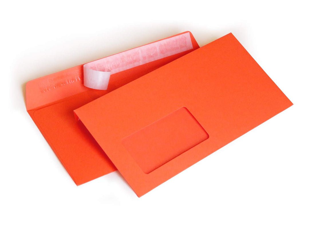 Briefumschläge DIN lang C6/5 114x229 mm orange 120 g/m² mit Fenster haftklebend (205AF) (500), 500