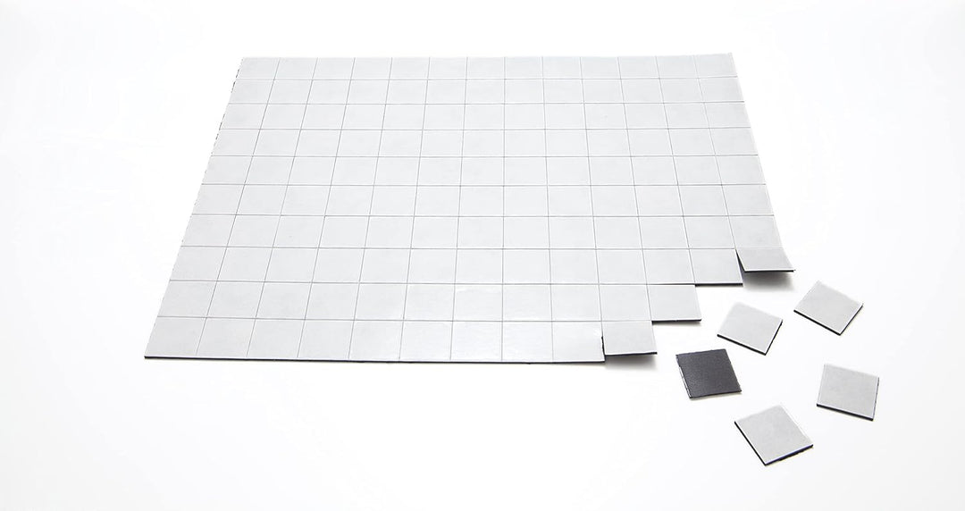 Selbstklebende Magnetstanzteile 650 Stück auf 5 Bögen, 15x15mm – selbstklebend, Magnetplättchen klei