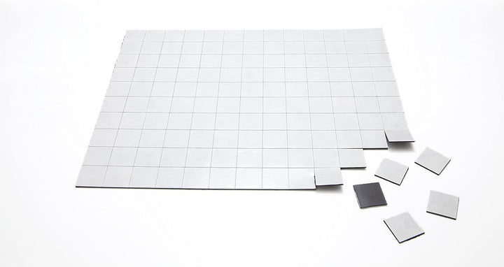 Selbstklebende Magnetstanzteile 650 Stück auf 5 Bögen, 15x15mm – selbstklebend, Magnetplättchen klei