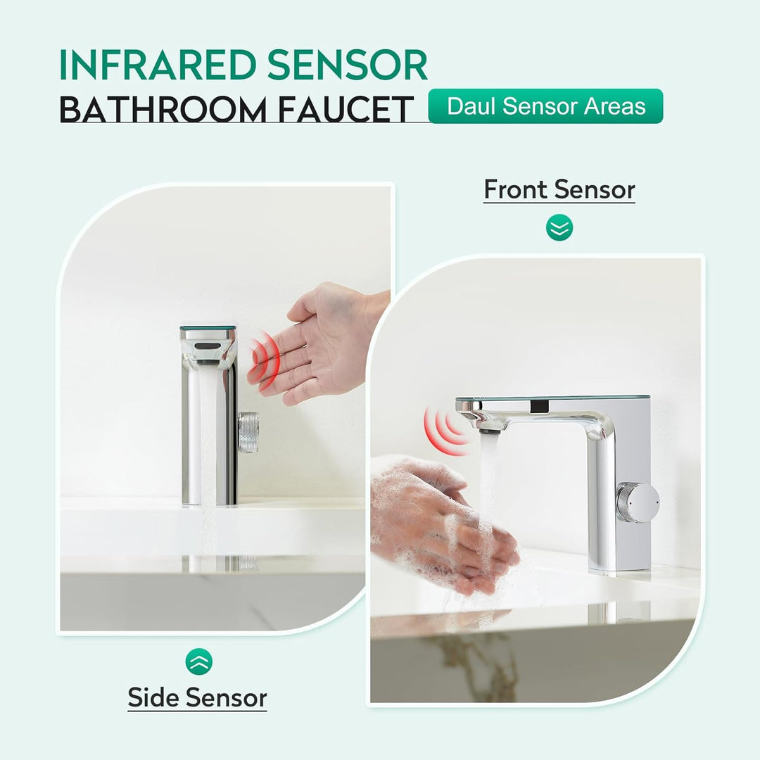 CREA Infrarot Sensor Wasserhahn Bad, Automatisch Sensor Mischbatterie Bad, Berührungsloser Waschtisc