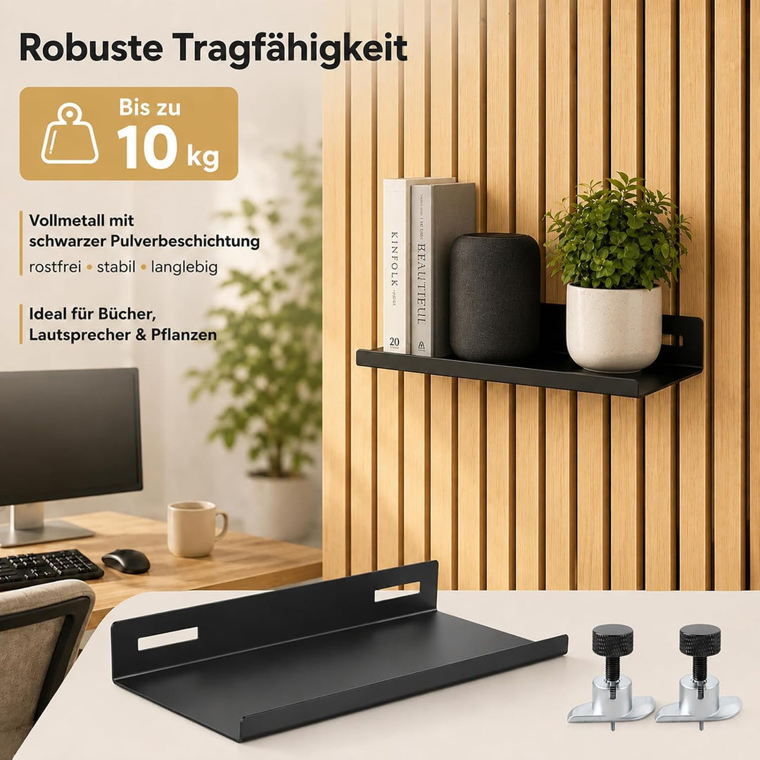 Regal für Akustikpaneel - Metall Zubehör Akustikpaneele | Ohne Bohren Schwarze Wandregal Akustikpane
