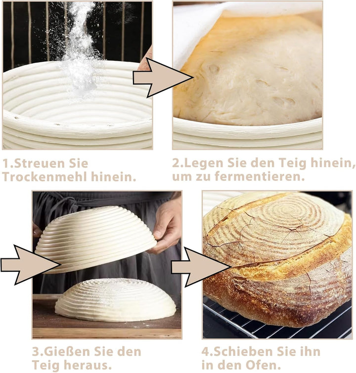 Gärkörbchen, Gärkorb für Reben, Handgemacht Rattan Brotkorb mit Leineneinlage, Brot Backen Zubehör,