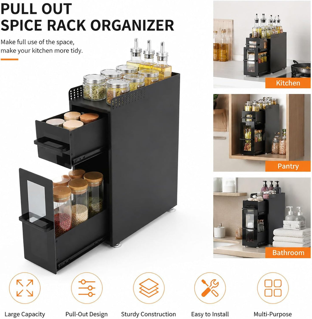 3 Stöckiges Gewürzregal, Standregal Küche Arbeitsplatte Regal Organizer