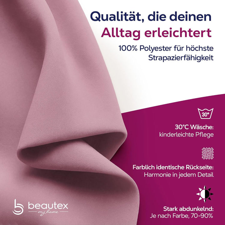 BEAUTEX Verdunkelungsgardine mit Ösen, Blackout Ösenschal Blickdicht abdunkelnd, Grösse und Farbe wä