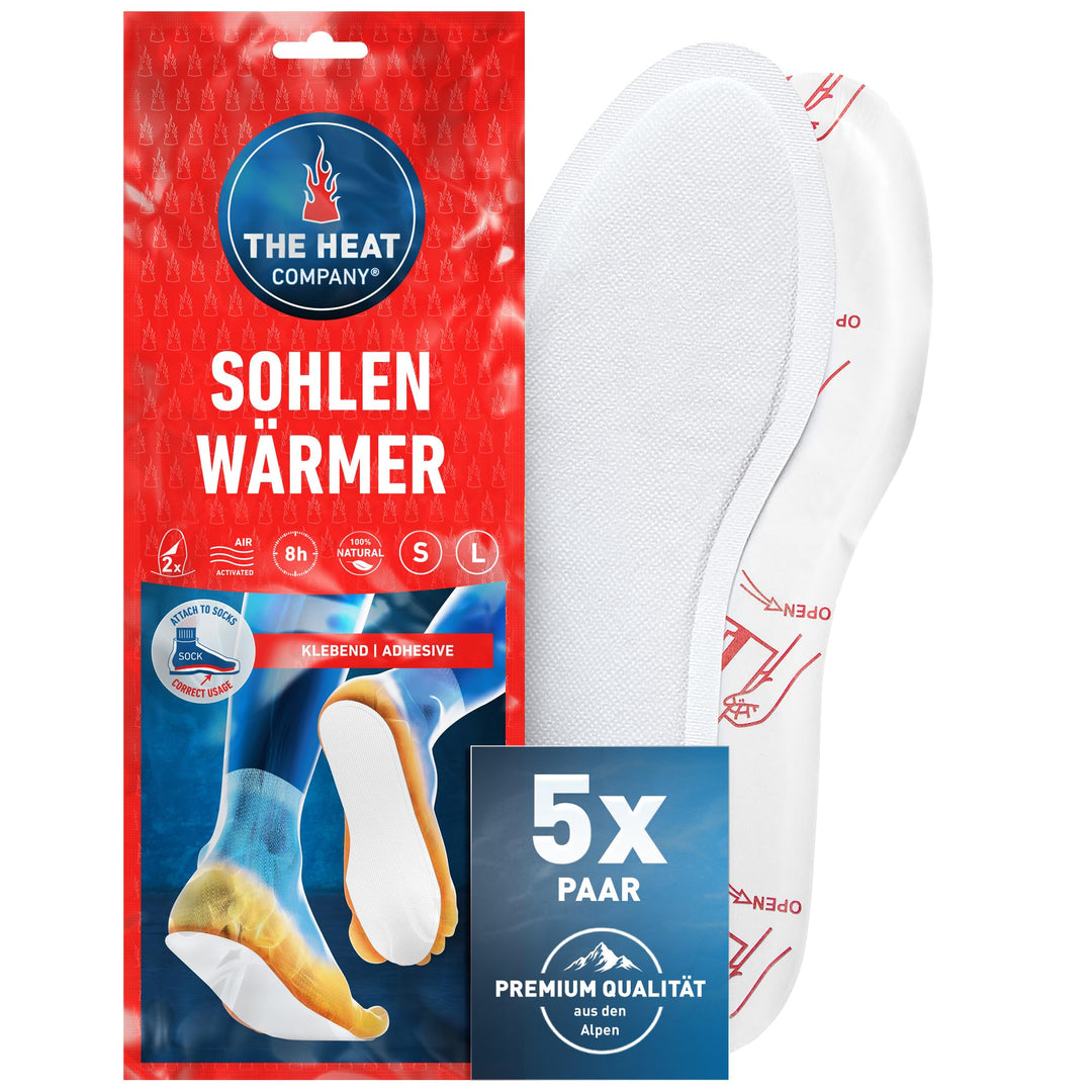 THE HEAT COMPANY Sohlenwärmer klebend - 5 oder 30 Paar - EXTRA WARM - Wärmesohlen - Fusswärmer - 8 S