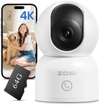 ZOSI C680 2K Fenster Überwachungskamera 2PCS mit Vollfarb-Nachtsicht, 3MP 2,4/5 GHz WLAN Innenkamera