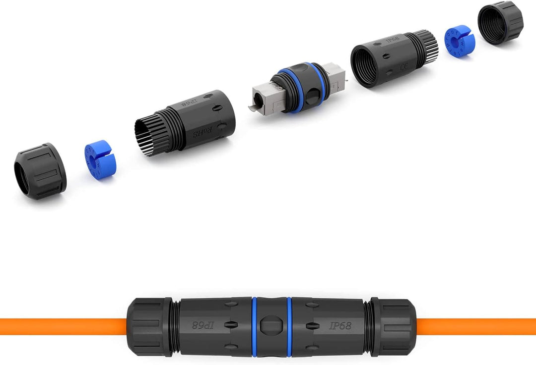hb-digital 2X LSA Netzwerkkabel Verbinder CAT. 7 Outdoor IP68 Wasserdicht Ethernet Kupplung Verlegek