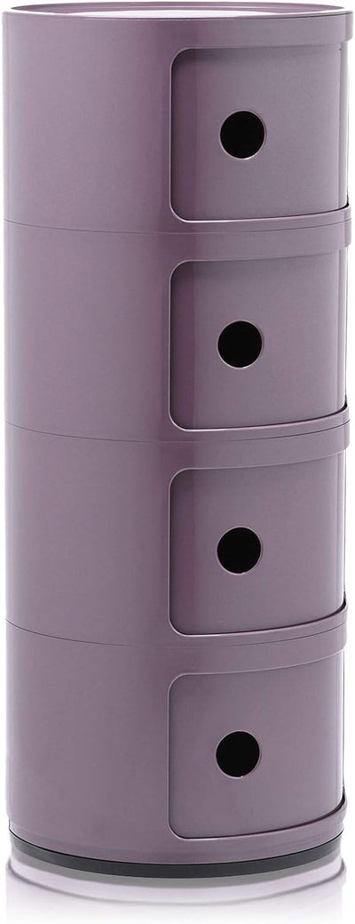 Kartell Componibili, 4 Elements, Violet, Runde Basis 4-fächer Violett, 4-fächer Violett