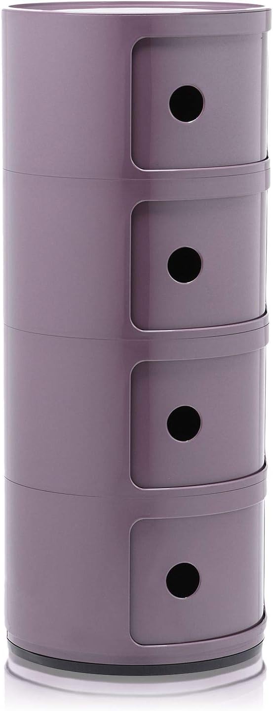 Kartell Componibili, 4 Elements, Violet, Runde Basis 4-fächer Violett, 4-fächer Violett