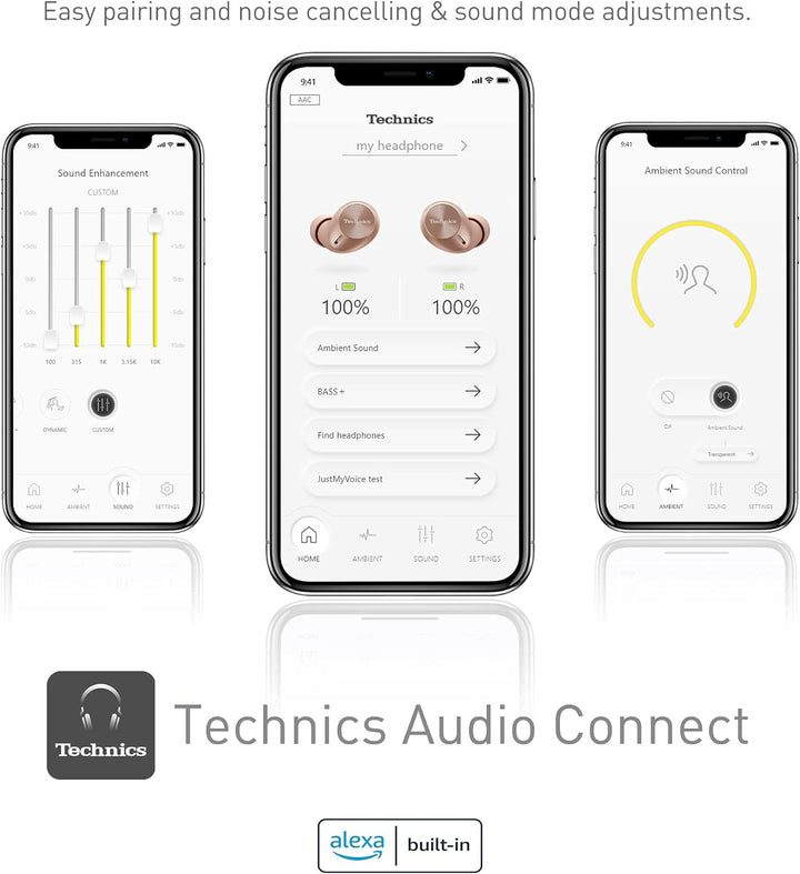 Technics EAH-AZ40E-N In-ear Kopfhörer Bluetooth, bequemer Kopfhörer mit integriertem Mikrofon, anpas