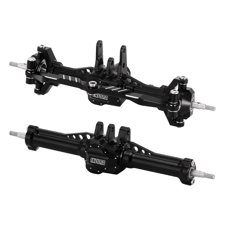 INJORA Vorder Hinter Achsen Set - +4mm Verlängerte Alu Komplett Achsen für TRX4M Upgrade 1/18 RC Cra